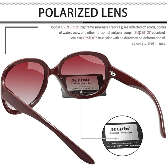 Women\'s Wine Red Gradient Trendy Polarized Driving Sun Glasses UV Protective